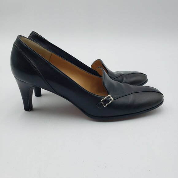 Bally Kitten Heels 6 Womens Slip On Leather Pumps Black - Picture 1 of 8